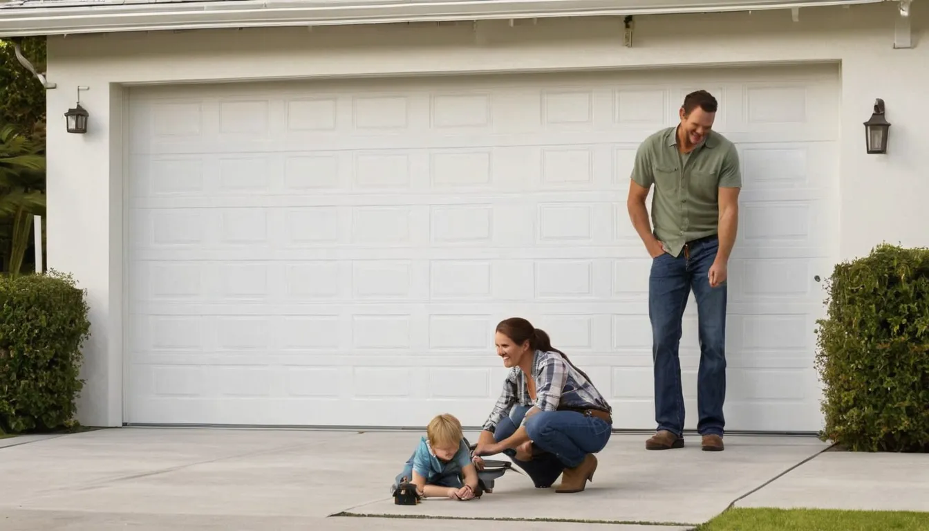 A local garage door provider checking the tracks of a residential garage door in Avon Lake